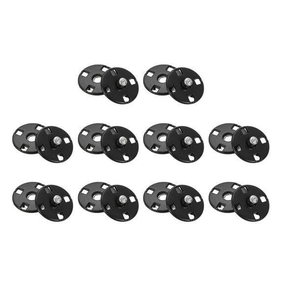 10 Sets Sewing Snap Buttons, 10mm Invisible Press Studs Buttons Sew-on Metal Snap Fasteners Zinc Alloy, Black