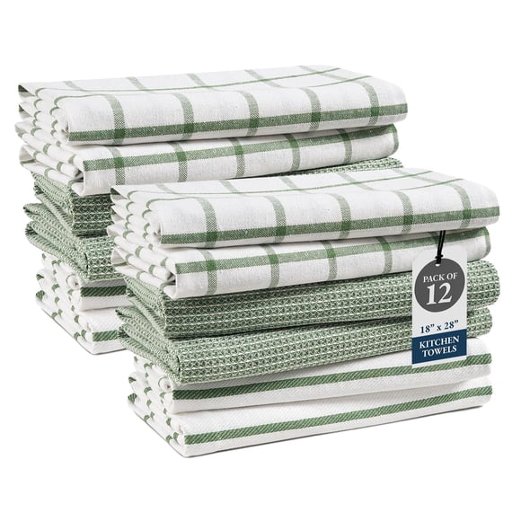 Kitchen Towels Set - Pack of 12 Cotton Dish Towels for Drying Dishes, 18”x 28”, Kitchen Hand Towels, Absorbent Tea Towe