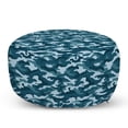 thumbnail image 1 of Camo Pouf Cover with Zipper, Camouflage Theme in Oceanic Colors Sea Water Inspired Illustration, Soft Decorative Fabric Unstuffed Case, 30" W X 17.3" L, Slate Blue Pale Blue, by Ambesonne, 1 of 5