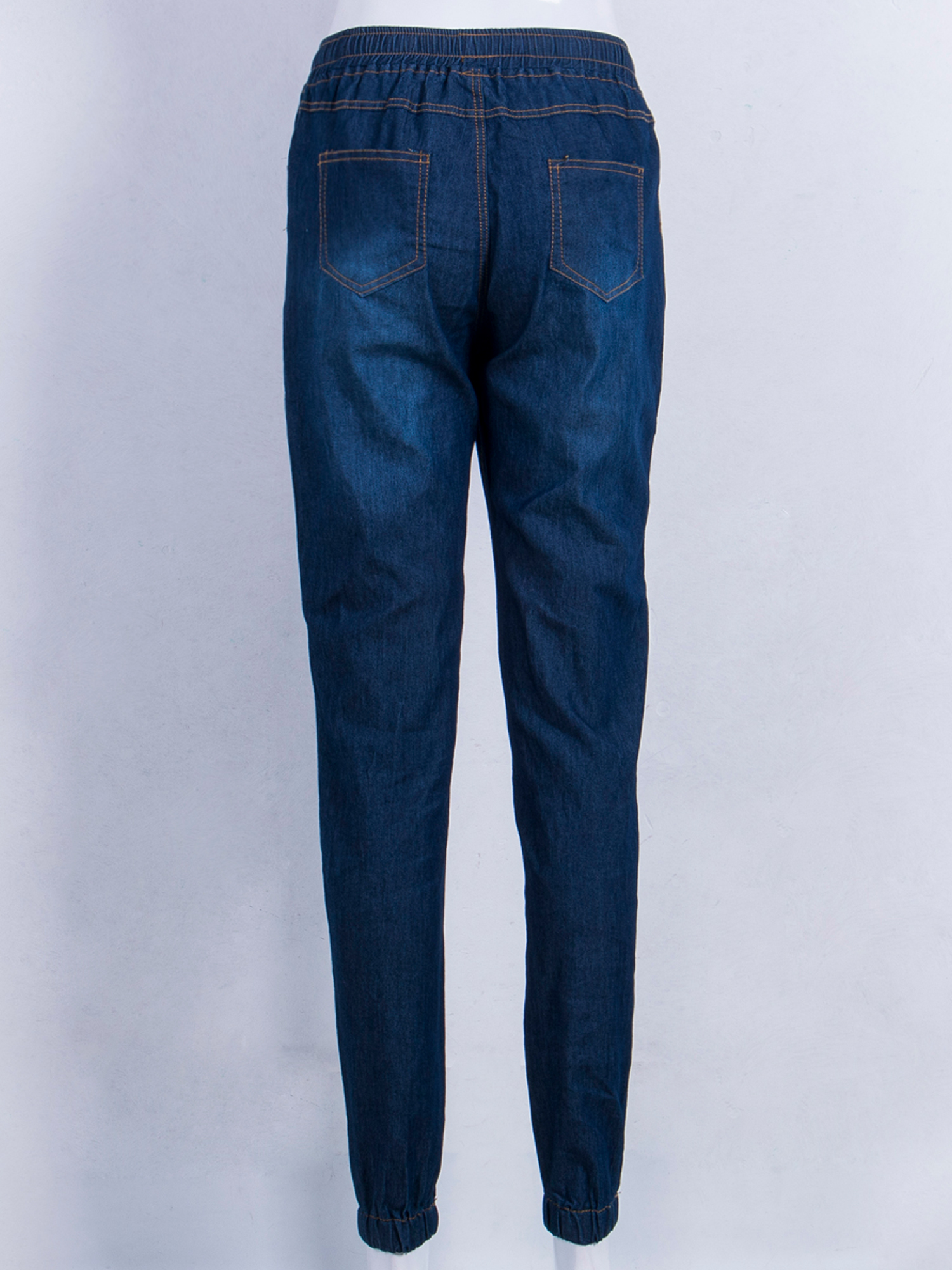 GuliriFei Women's Mid Rise Skinny Jeans Drawstring Elatic Waist Denim Pants - image 3 of 6