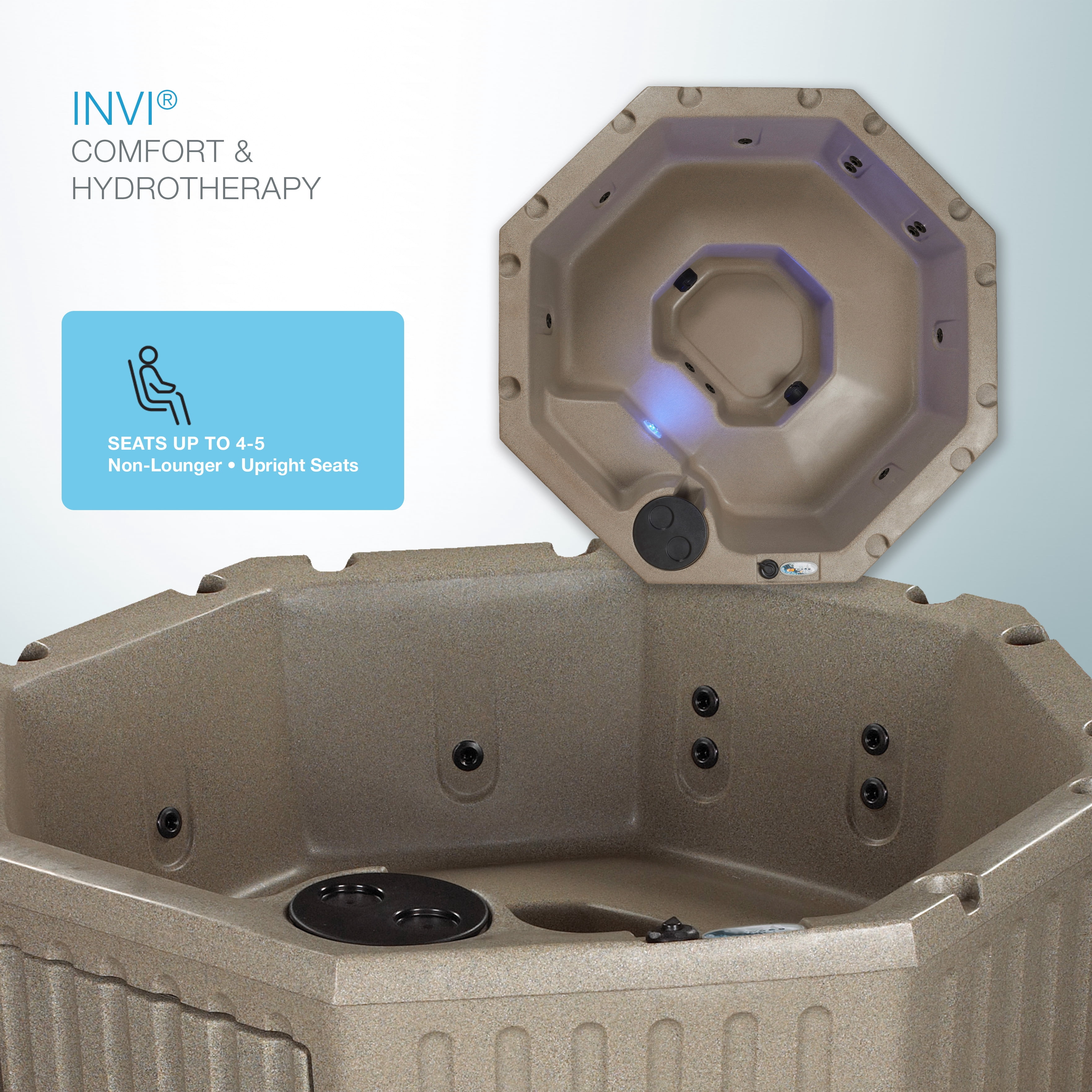 Aqualife by Strong Spas Invi 4-5 Person Plug & Play Octagonal Spa Hot Tub, 11 Jets, Cobblestone
