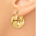 thumbnail image 3 of 14k Yellow Gold 10.5mm Tapered Hoop Earrings, 3 of 8