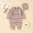 thumbnail image 5 of Otqutp Toddler Fashion Bodysuits Baby Knit Romper Cotton Long Sleeve Boy Girl Sweater Clothes Baby Jumpsuit 1 Piece with Cute Hat Set Elastic Waist 2PCS Fall Winter Clothes, 5 of 9