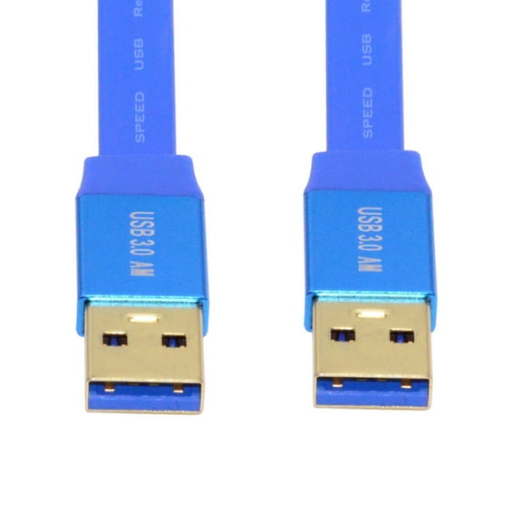 FVH Ultra Flat Slim USB 3.0 Type-A Male to USB3.0 A Male Cable Extension Blue 5Gbps for Disk SSD Camera Data