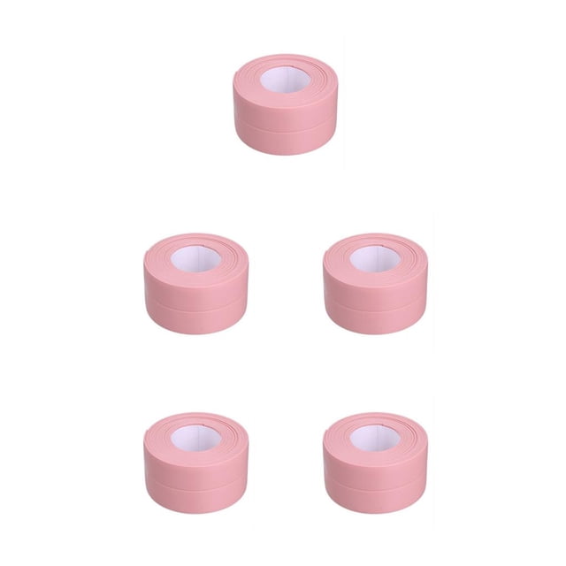 bedienty Sealing Strips Waterproof PVC Mildew-Proof Wall Sticker Strong Smooth Self Adhesive Tape Shower Countertop Restaurant 3.2m*3.8cm Pink 5Set