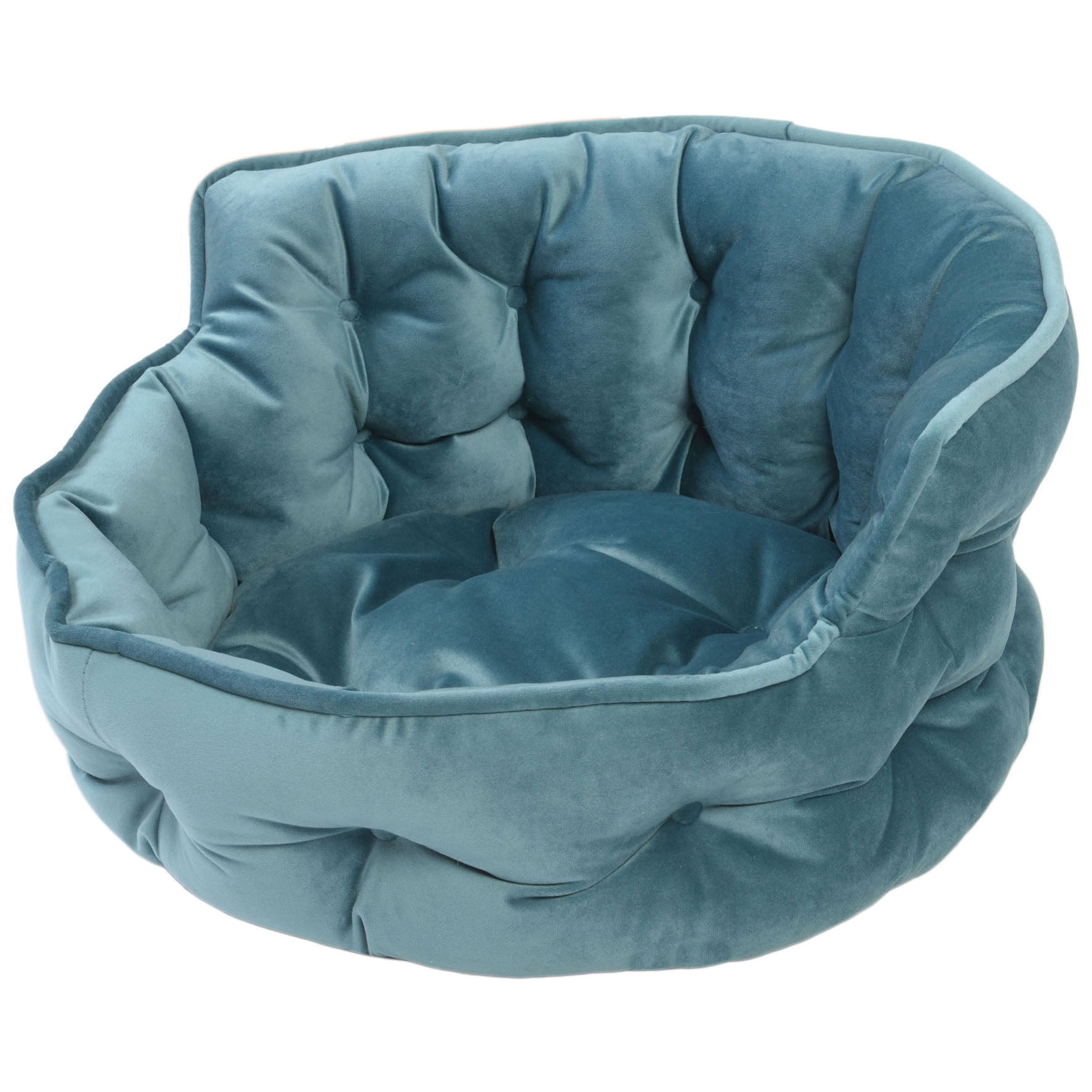 Precious Tails Ultra Plush Mini Tufted Velvet Round Cuddler Dog Cat Pet Bed - Small