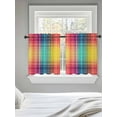 thumbnail image 5 of Colorful Plaid Tier Curtains 24 Inch Length,Sheer Curtains for Bedroom Living Room,Modern Chic Rainbow Gradient Striped Rod Pocket Voile Drapes Kitchen Curtains Small Half Window 27.5"x24" 2 Panels, 5 of 7