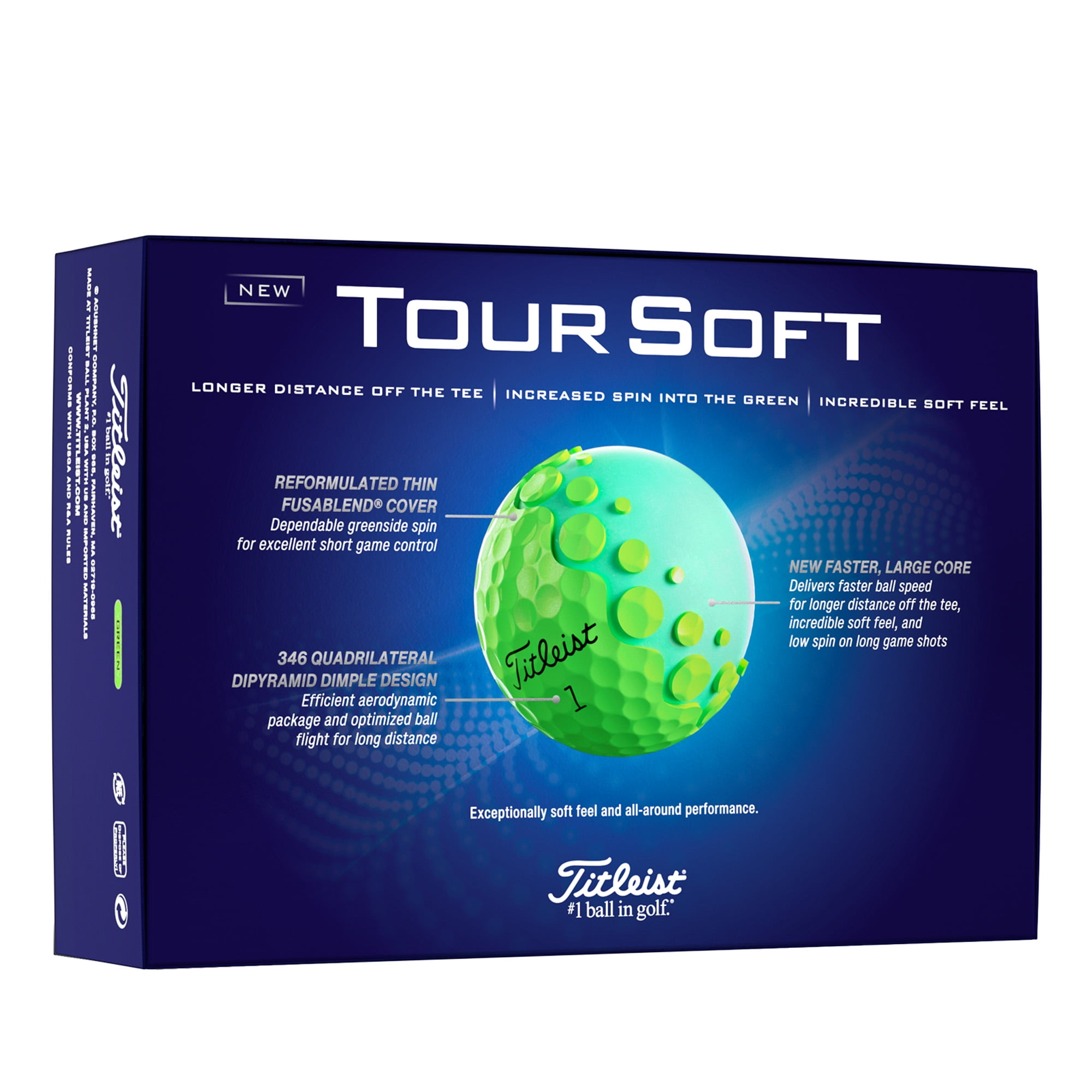 2024 Titleist Tour Soft Golf Balls 12ct, Glossy Green