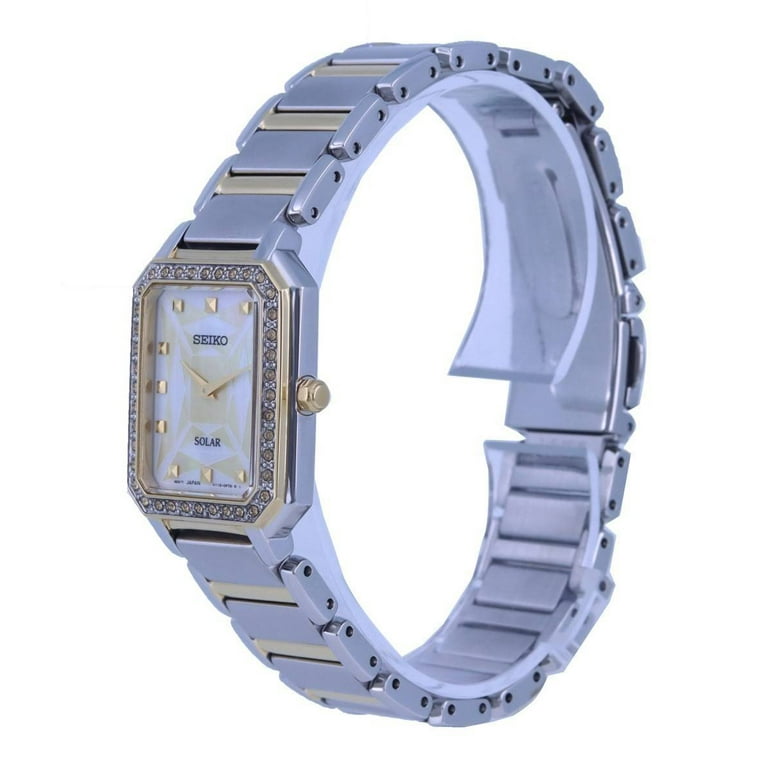 SEIKO ESSENTIALS セイコー LADIES SOLAR HARDFLEX 18 CRYSTAL Seiko Essentials Crystal Ladies Watch SUP452P1, Two-Tone