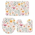 thumbnail image 2 of Watercolor Floral Bathroom Rugs Set Light Pink Wildflowers Leaves Botanical Non Slip Absorbent Soft Bath Mats 3 Piece Set with Bathroom Rug, U-Shaped Floor Mat, Toilet Seat Cover Small Size, 2 of 9