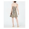 thumbnail image 2 of NIGHTWAY Womens Silver Spaghetti Strap Cowl Neck Midi Cocktail Sheath Dress 8, 2 of 4