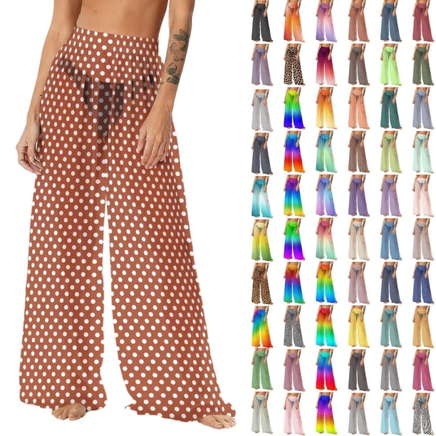 Pincandy Women See Through Sheer Mesh Pants Beach Swimsuit Bikini Bottom Cover up Party Club Elastic High Waist Wide Leg Pants