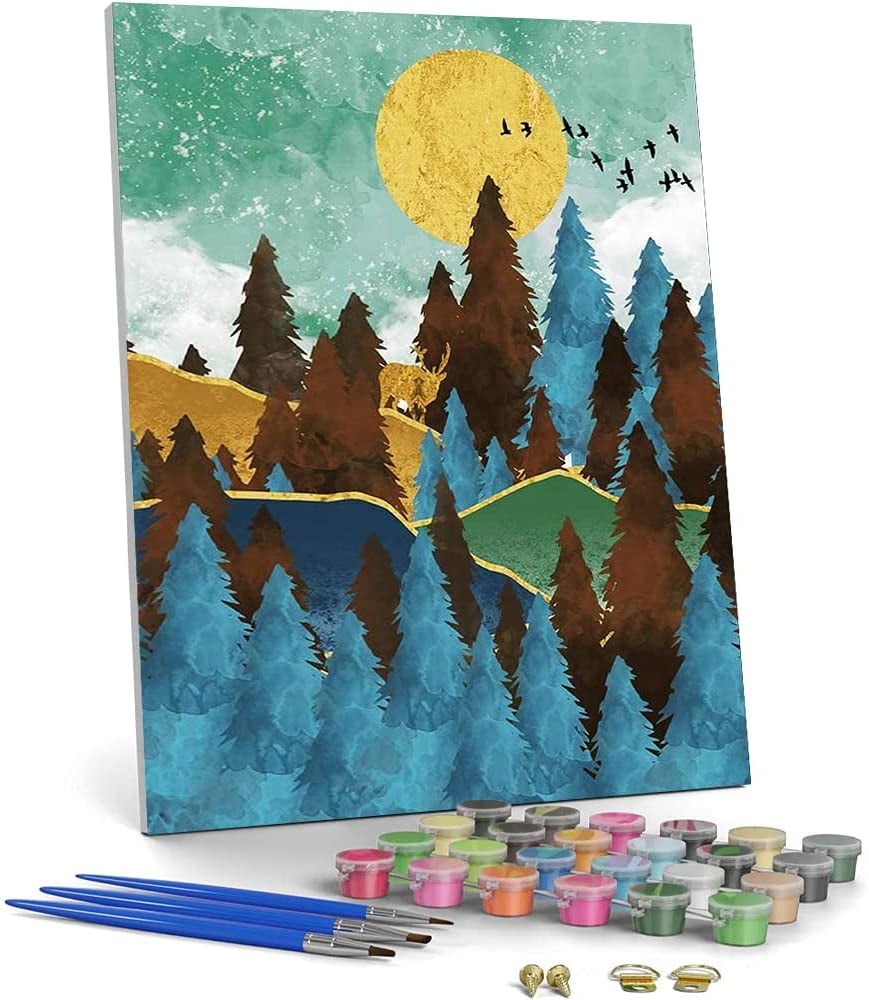 Paint By Numbers Diy Kit For Kids Beginner-Forest-20x20cm /8x8Inch