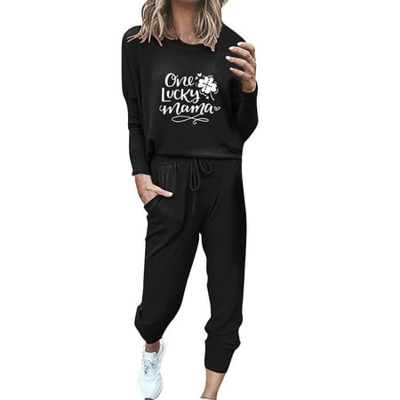 

ketyyh-chn99 St. Patrick s Day Ladies Snow Bibs St. Patricks Printed For Womens Soft Pajama Sets Long Sleeve Pajama Tops Pants With Pockets Two Piece
