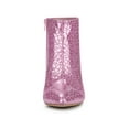 thumbnail image 2 of BLISSFUL STEP Women's Glitter Pointed Toe Stiletto Heels Ankle Boot Pink 10, 2 of 8