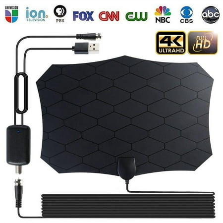 2019 Best Tv Antennas 120 mile Range Indoor Freeview Local Channels Indoor HDTV Digital Clear Television HDMI Antenna for 4K VHF UHF with Ampliflier Signal Booster Strongest Reception 10ft Coax