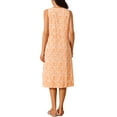 thumbnail image 3 of Vestido de verano sin mangas bohemio de estampado ikat para mujer, vestido midi casual de Día de la Madre con bolsillos, naranja S, 3 of 6