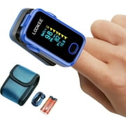 LOOKEE Premium Pulse Oximeter Finger Monitor with Case- | FSA/HSA Eligible Blue Color Pulse Ox with Lanyard and Batteries