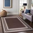 thumbnail image 2 of Beverly Rug Indoor Bordered Area Rugs, Non Slip Rubber Backing Modern Living Room Area Rug, Brown, 5'x7', 2 of 10
