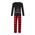 thumbnail image 2 of Pijamas navideños familiares a juego, camisetas de manga larga con estampado de árbol de Navidad y luces de guirnalda + pantalones/monos a cuadros con cintura elástica., 2 of 8