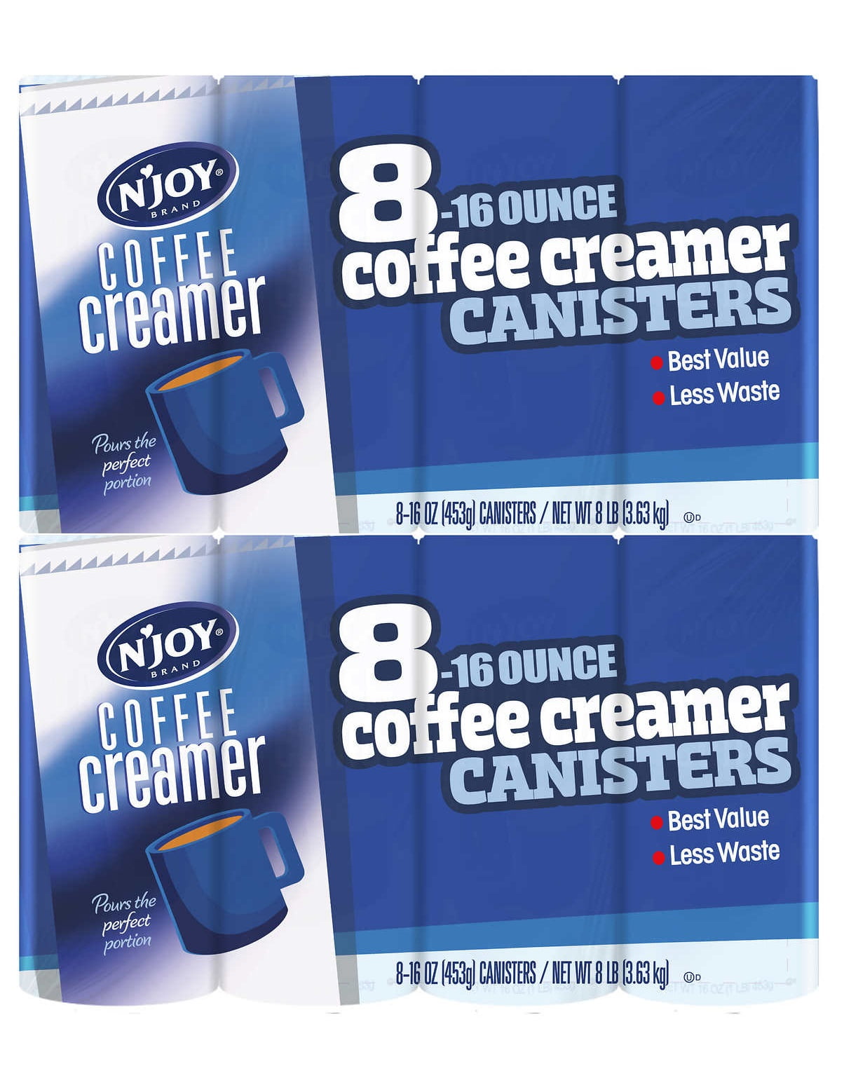 2 Pack N'Joy Original Powdered Coffee Creamer 16 oz, 8 Count