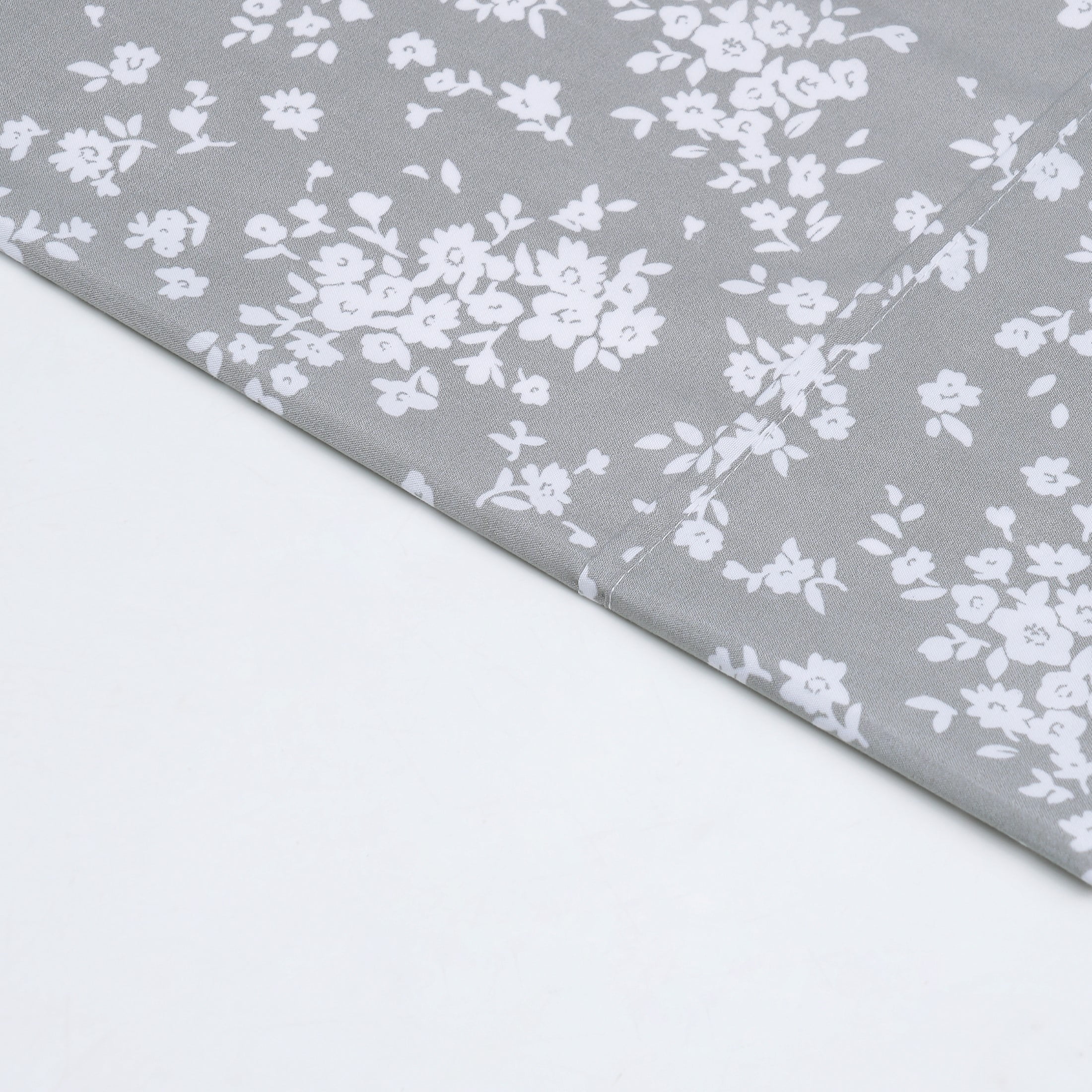 Mainstays Super Soft Brushed Microfiber Pillowcase Set, Gray Floral, King, 2 Piece