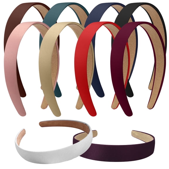 GIRACOA 10pcs Fabric Covered Headbands for Women and Girls, 1-Inch Wide Plain Cloth Hair Bands, Comfort Fit Non-Slip DIY Headband Base Accessories,  for Workout, Yoga, Fashion, Daily Use (10 Colors)