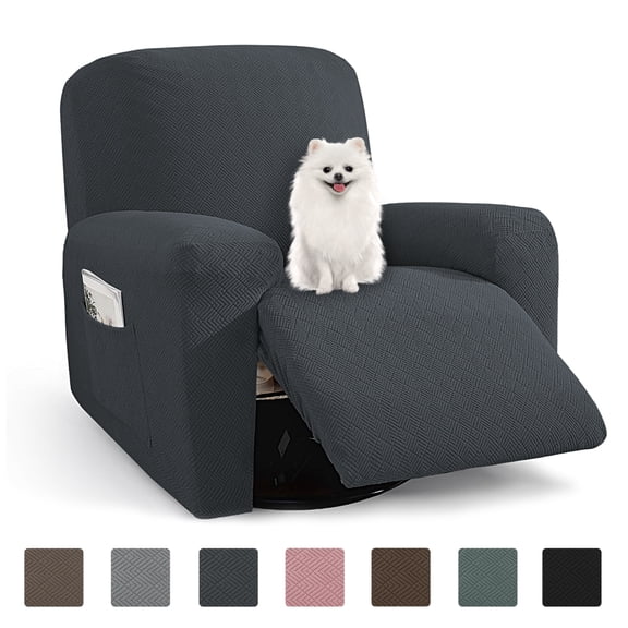 JIATER Recliner Chair Covers Stretch Polyester Recliner Slipcover with Side Pockets,Dark Gray