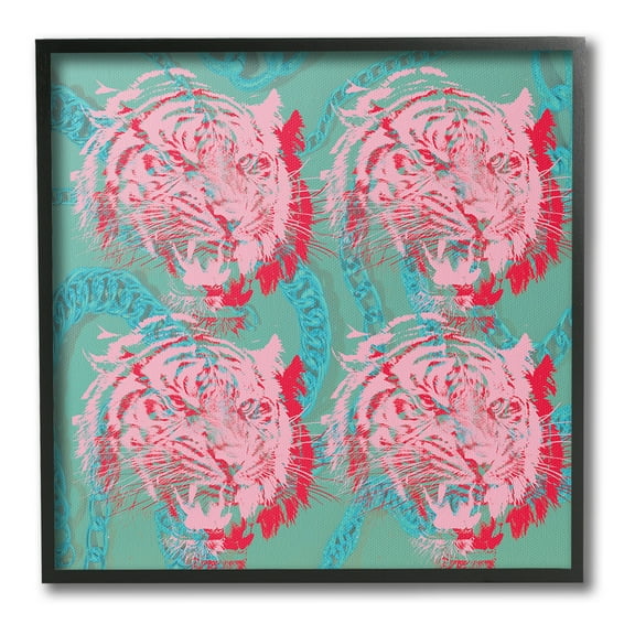 Stupell Industries Abstract Tigers Pattern Animals & Insects Painting Black Framed Art Print Wall Art, 12 x 12