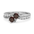 thumbnail image 2 of Round Garnet Two Stone Swirl 925 Sterling Silver Anniversary Women Valentines Day Gifts Ring, 2 of 3