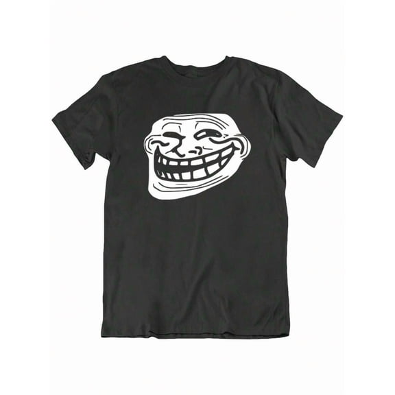 【New Arrival】Classic Troll Face Funny Internet Meme Graphic T-Shirt, Humorous Trollface Unisex Black Short Sleeve Tee