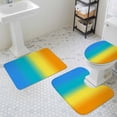 thumbnail image 3 of Rainbow Gradient Bathroom Rugs Set Abstract Blue Green Yellow Ombre Minimalist Non Slip Absorbent Soft Bath Mats 3 Piece Set with Bathroom Rug, U-Shaped Floor Mat, Toilet Seat Cover Small Size, 3 of 9