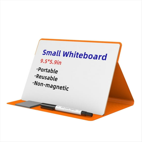 Rollbacks & More Portable Small Whiteboard, Reusable Mini Magnet Dry Erase Board with Marker Wipe Cloth Magnetic Orange