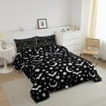 thumbnail image 2 of Halloween Bats Bedding Twin Festival Theme Comforter Set, Grunge Moon Print Bedding Comforter Sets Psychedelic Stars Duvet Insert, Black and White Down Comforter Bedroom Halloween Decorations, 2 of 5
