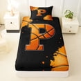 thumbnail image 3 of Castle Fairy Orange Basketball Initial P Twin Sheets 3pcs, Abstract Watercolor Splash Bedding, Black Orange,1 Fitted Sheet, 1 Flat Sheet and 1 Pillowcase, 3 of 6