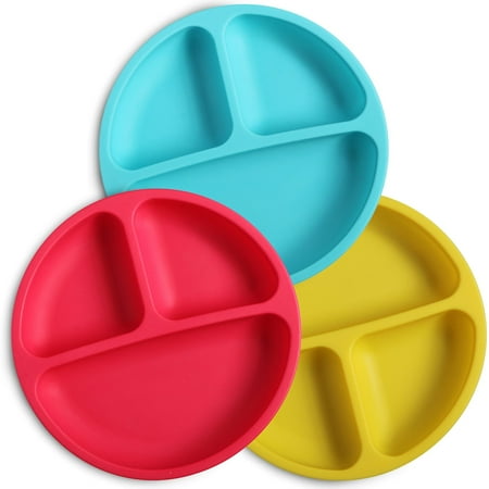 WeeSprout Silicone Divided Plates, 100% Food-Grade, Divided Plates for Toddlers & Kids