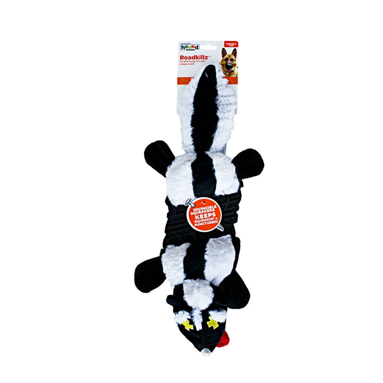 Outward Hound Invincibles Roadkillz Skunk Dog Toy, Black