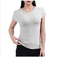 thumbnail image 1 of T-shirt à Manches Courtes pour Femmes, Col Rond, Tissu en Polyester, Doux et Confortable, Tenue Décontractée, Usage à la Maison Ou Quotidien, Noir G, 1 of 5