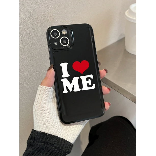 One Alphabet & Heart Print Precise Holes Phone Case For Iphone