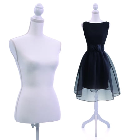 Jaxpety White Female Mannequin Torso Dress Clothing Form Display Sewing Mannequin W/ Tripod Stand