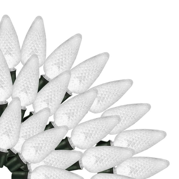 Brite Star 50 Lt C9 Faceted LED Light Set On Reel, Pure White