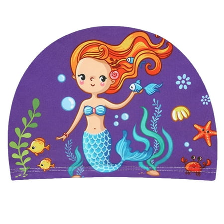 

Mnycxen Swimming Pool Swim Cap Children Girls Boys Soft Comfortable Fabric Lovely Cap