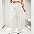 thumbnail image 2 of Kvture Chiffon Flowy Pleated Wide Leg Pant for Women Lightweight High Waist Trouser with Pockets White Pant XL, 2 of 7