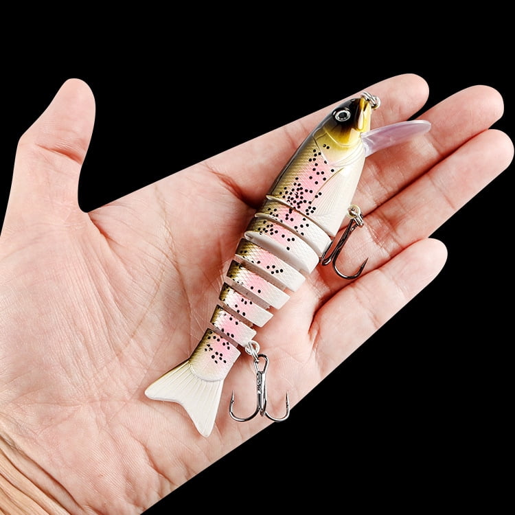 2PC Fishing Lures Jigs Multi-Section Fish Five-Color UV Printed Plastic Hard Lure Set Minnow