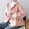 thumbnail image 4 of AOOCHASLIY Women Coat Women Long Sleeved with Pockets Windproof and Warm Long Plush Hooded Short Jacket, 4 of 5