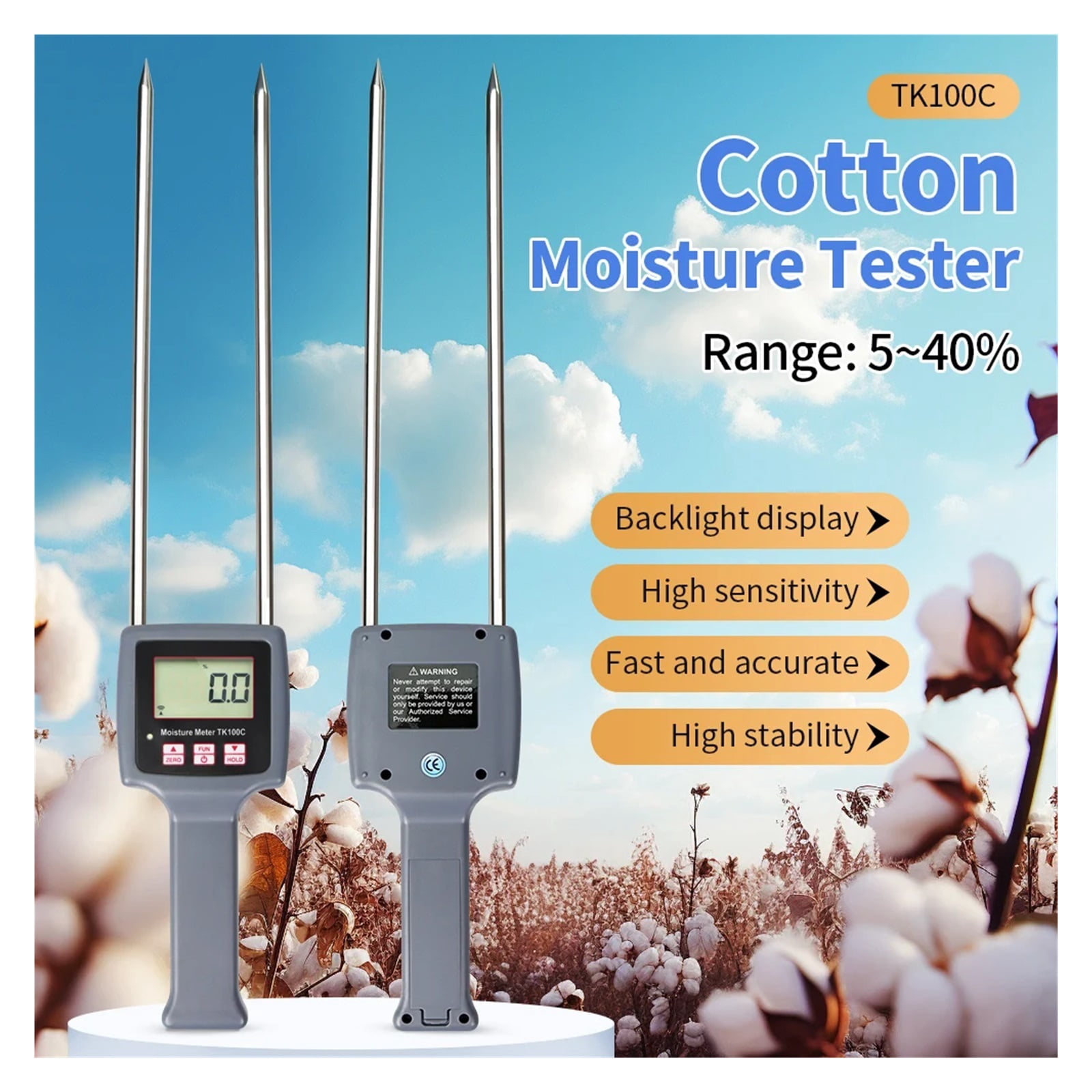 Professional Grain Moisture Meter Hygrometers with LCD Display Corn Wheat Rice Bean Paper Bundle Cotton Tobacco Humidity Meter