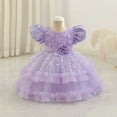 thumbnail image 4 of Girls Princess Dress Sequin Tulle Flower Rainbow Round Collar Sleeveless Formal Dress Birthday Party Wedding Bridesmaid Girl Evening Dresses Toddler Baby Purple 12-18 Months, 4 of 4