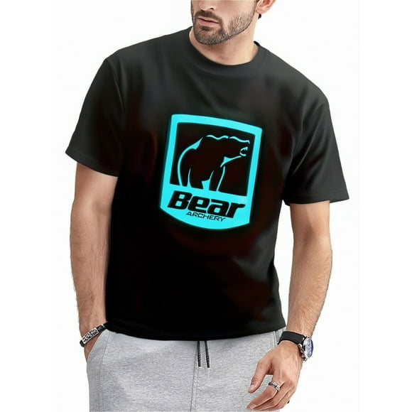 Bear Archery Hunting Bows Aqua Logo Hunter Men's Black T-ShirtFather's Day, Mother's Day, New Year, Spring Festival, Valentine's Day, Independence Day, birthdays, parties, gifts
