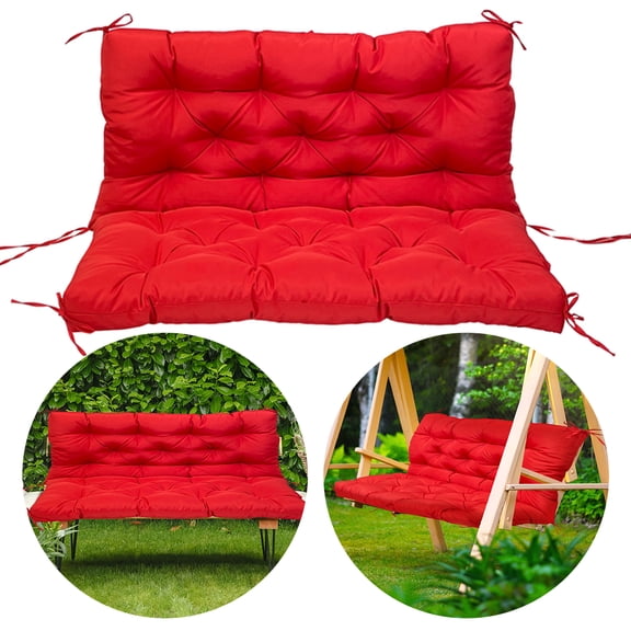 Outdoor Bench Cushion Inlife Swing Chair Cushion Waterproof Sun-Resistant with 8 Nonslip Ties, Bright Red 150cm*100cm