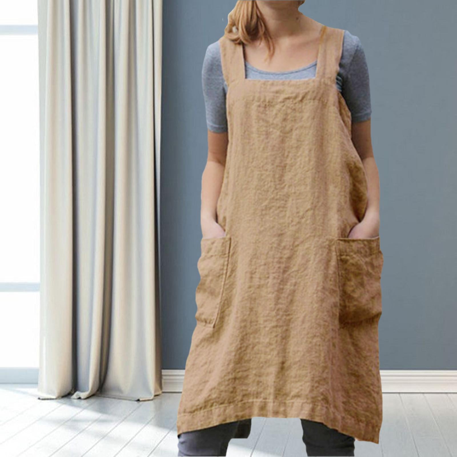 Fiocias 2Pcs Soft Baking Apron with Large Pocket Barista Pinny Painting Gardening restaurant house kitchen Women Men Wife